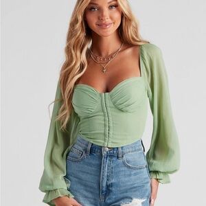 Breezy Chiffon Cropped Corset Blouse
